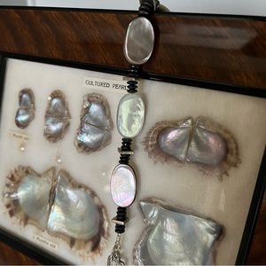 Designer Silver MOP Hematite Toggle Bracelet NWT Annie Adam Mother of Pearl